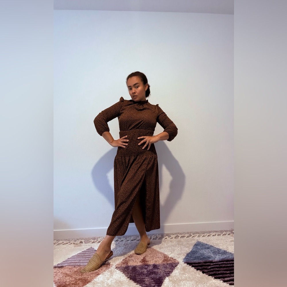 SHEIN Elegant Brown Midi Dress - Picture 2 of 7